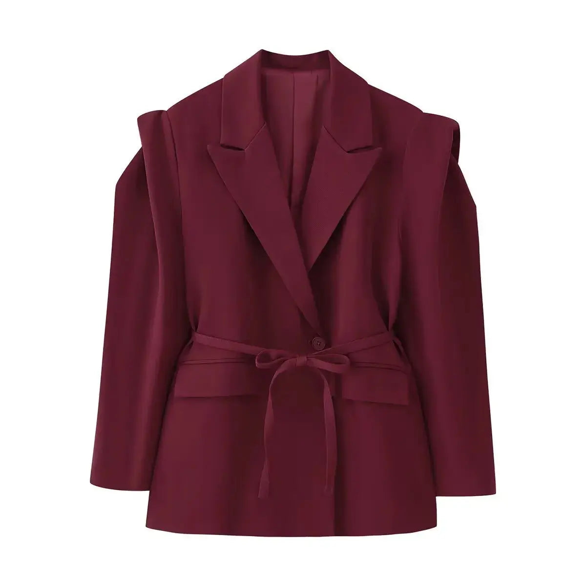 Floral Whisper Belted Jacket in a professional setting, demonstrating its versatility for day-to-night wear.