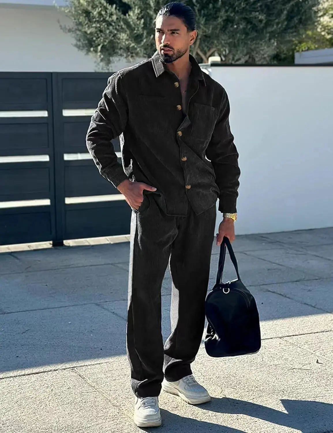 Men's Ultimate Leisure Suit in charcoal gray, ideal for urban outings.