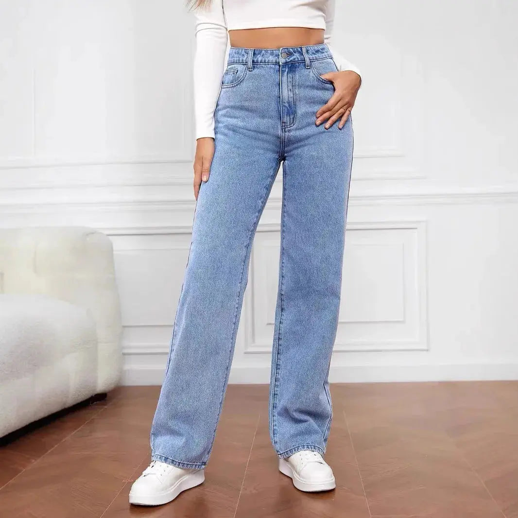 High-waisted denim jeans in soft premium cotton for all-day comfort and style.