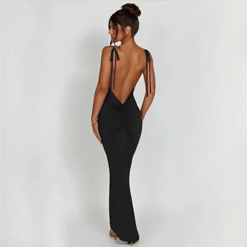 Close-up of the soft cotton-polyester blend fabric of the Midnight Whisper dress.