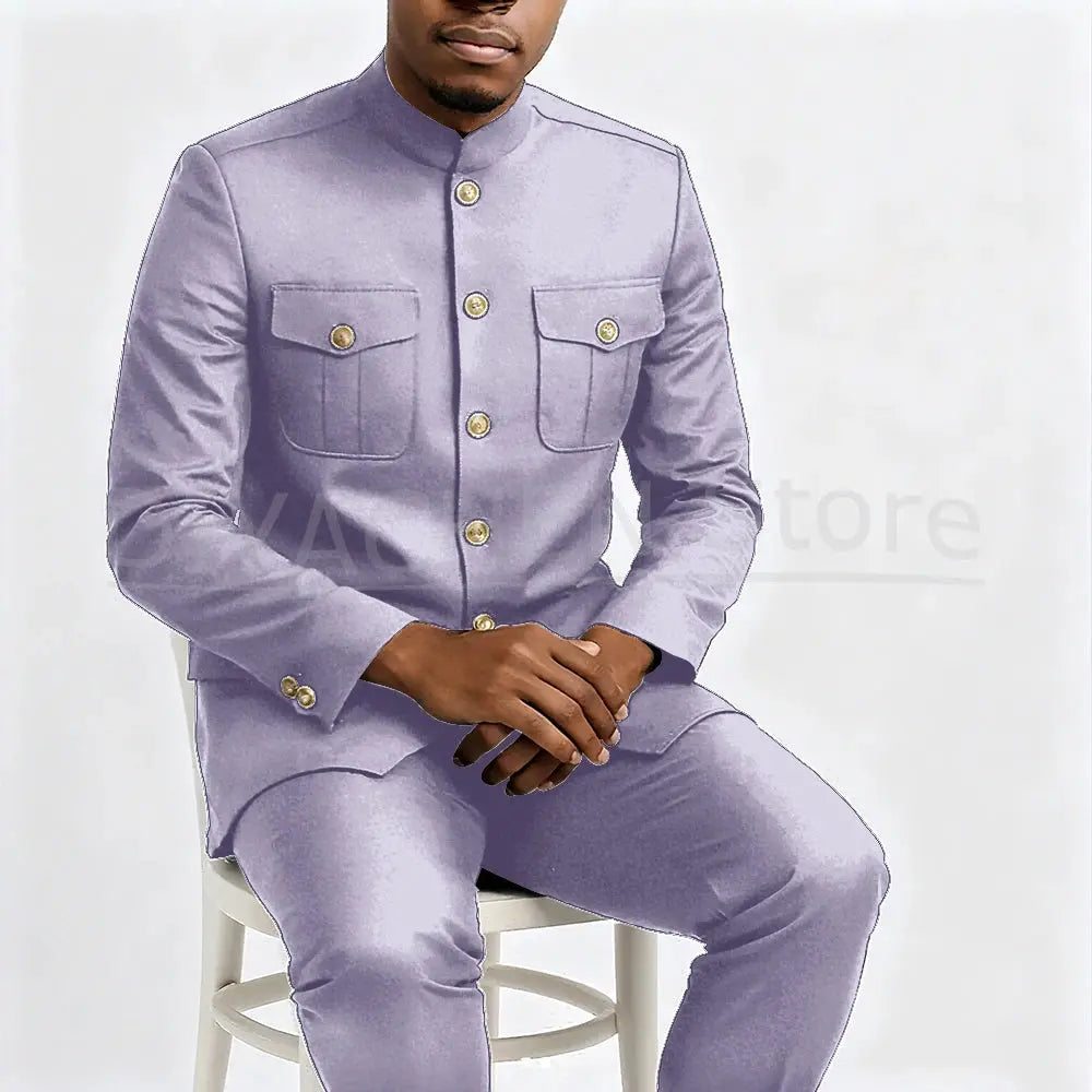 Comfortable cotton-polyester blend suit in classic black.