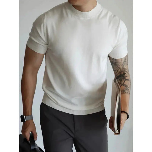 Men's breathable office tee in sleek black, crafted from premium polyester for comfort.