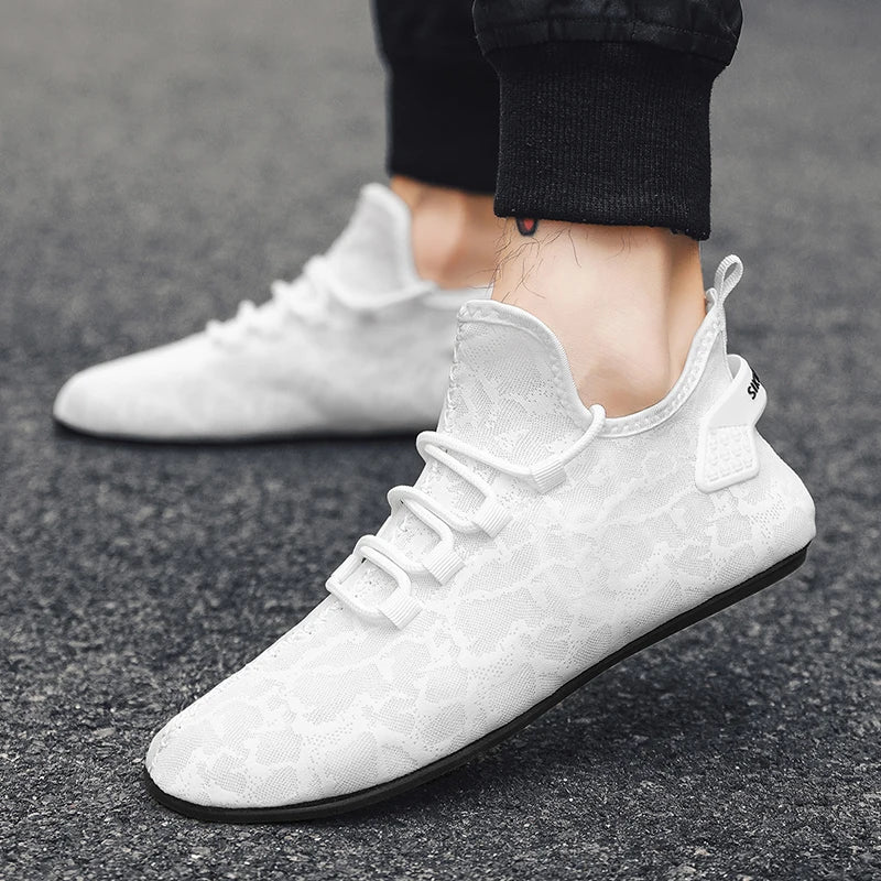 Close-up of flexible EVA outsole on lightweight men's loafers.