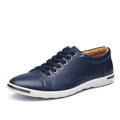 Men's casual leather sneakers featuring waterproof finish and durable rubber sole for everyday wear