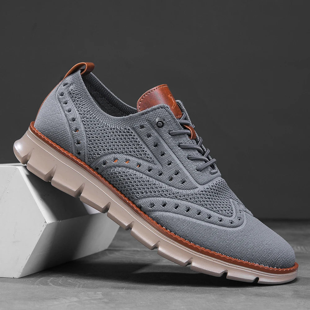 British-inspired wingtip sneakers combining classic formal styling with modern breathable athletic materials