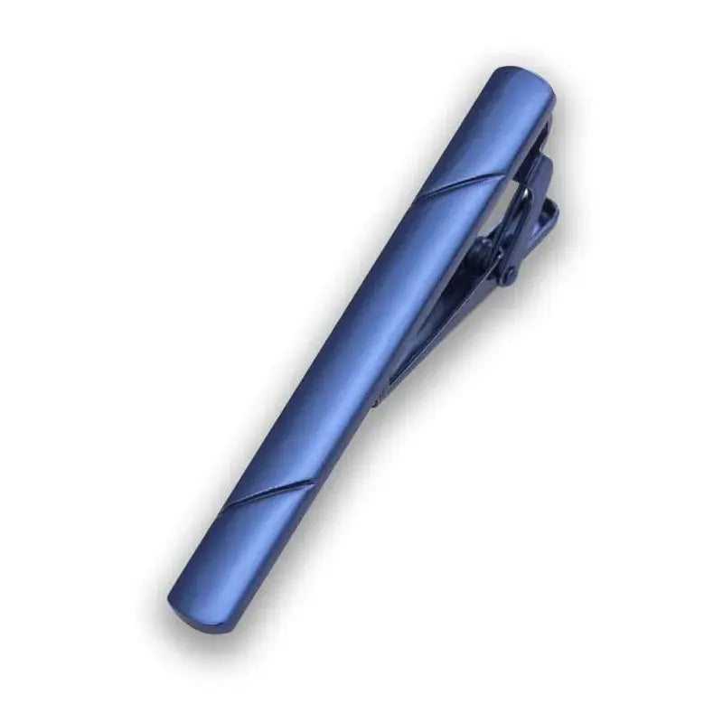 Precision crafted silver tie clip, enhancing structured looks in the boardroom.