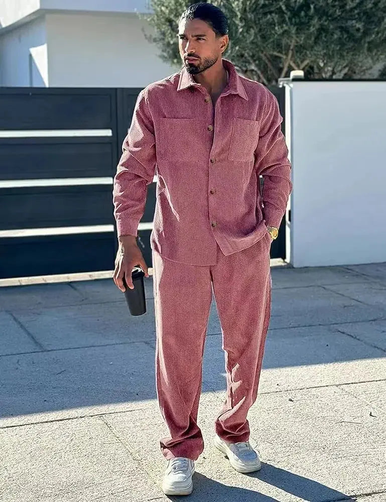 Side view of structured men's suit, emphasizing comfort in motion.