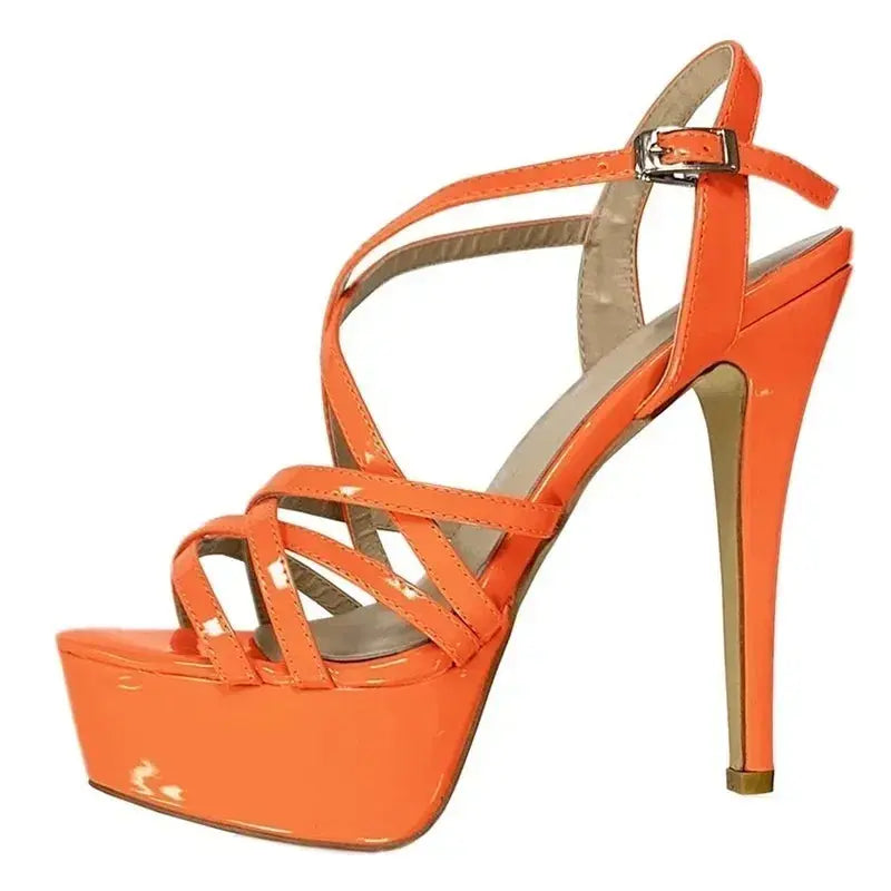 Women's formal wear: stylish high-heeled sandals with poise.