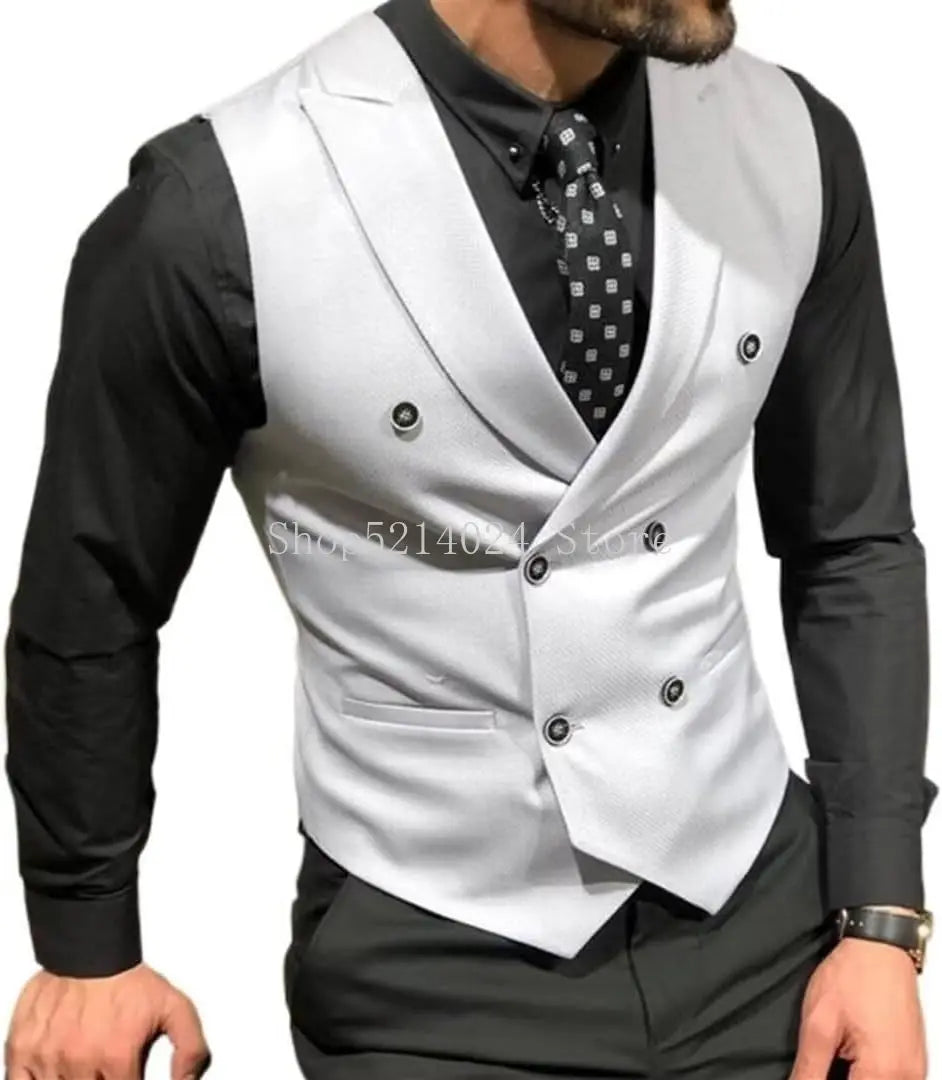 Men's wedding vest in a rich navy hue, designed to resist wrinkles and maintain a sharp look.