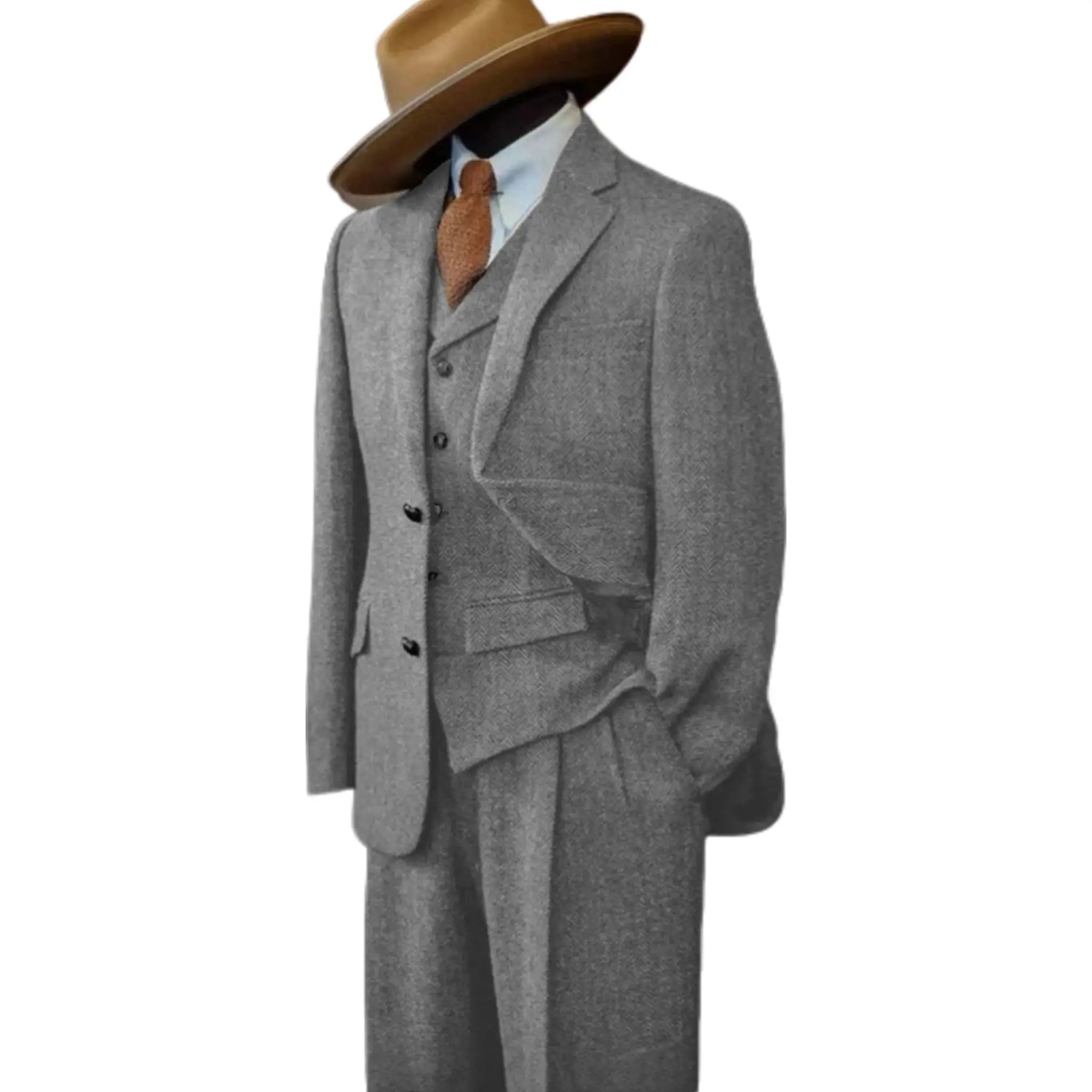 Detail of the suit's stitching, showcasing meticulous tailoring and attention to detail.
