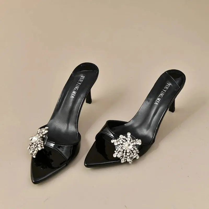 Comfortable high heel slides with latex foam insole for all-night dancing.