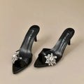 Comfortable high heel slides with latex foam insole for all-night dancing.