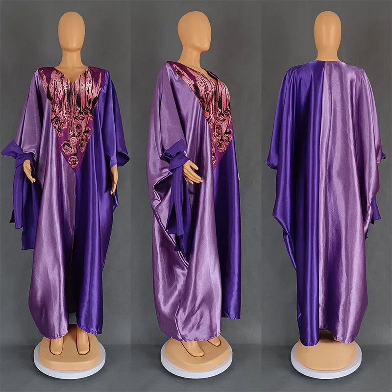African Ethnic Style Long Dresses for Women 2026 Traditional Printed Patchwork Muslim Abayas Hijab Females Loose Robe Plus Size