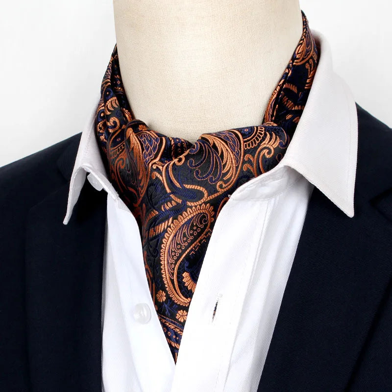 Sophisticated cravat tie featuring timeless polka dot design