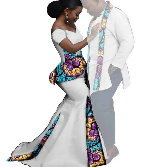 Dashiki Couple African Matching Outfits – Ankara Party Dress & Men's Top