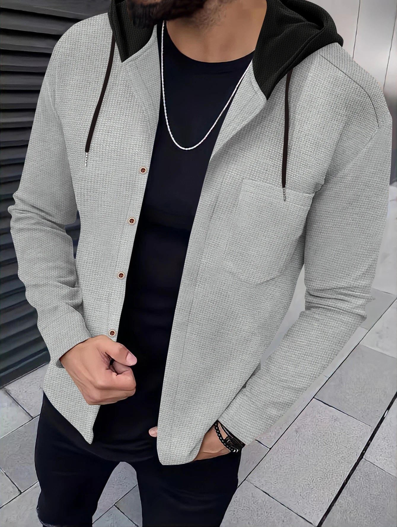 Streamlined fit of the Autumn Whisper cardigan, ideal for modern men's fashion.