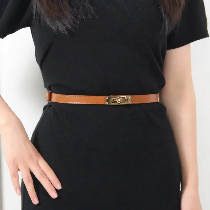 Back view of the Whisper of Elegance Belt, featuring its durable faux leather and adjustable fit for comfort.