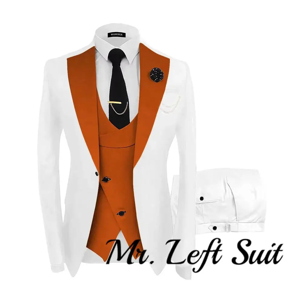 Model wearing the sharp tailored suit set, ready for a night out.