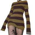 Flat lay of the Midnight Confidence Striped Bodycon Dress with accessories for a complete look.