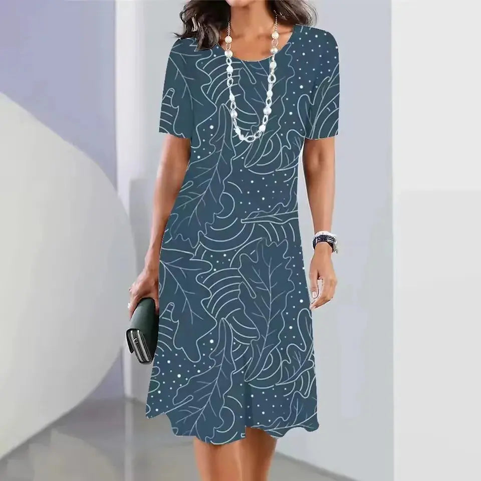 Close-up of the pullover design of the Summer Breeze Midi Dress, showcasing its relaxed fit.