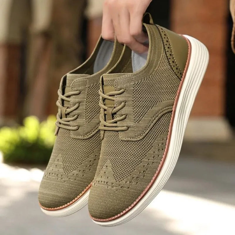 Side view of casual lace-up sneakers with soft cotton lining and durable EVA outsole