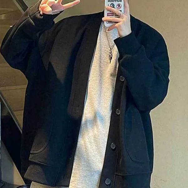 Model wearing the Autumn Whisper cardigan, highlighting its tailored fit and sleek silhouette.