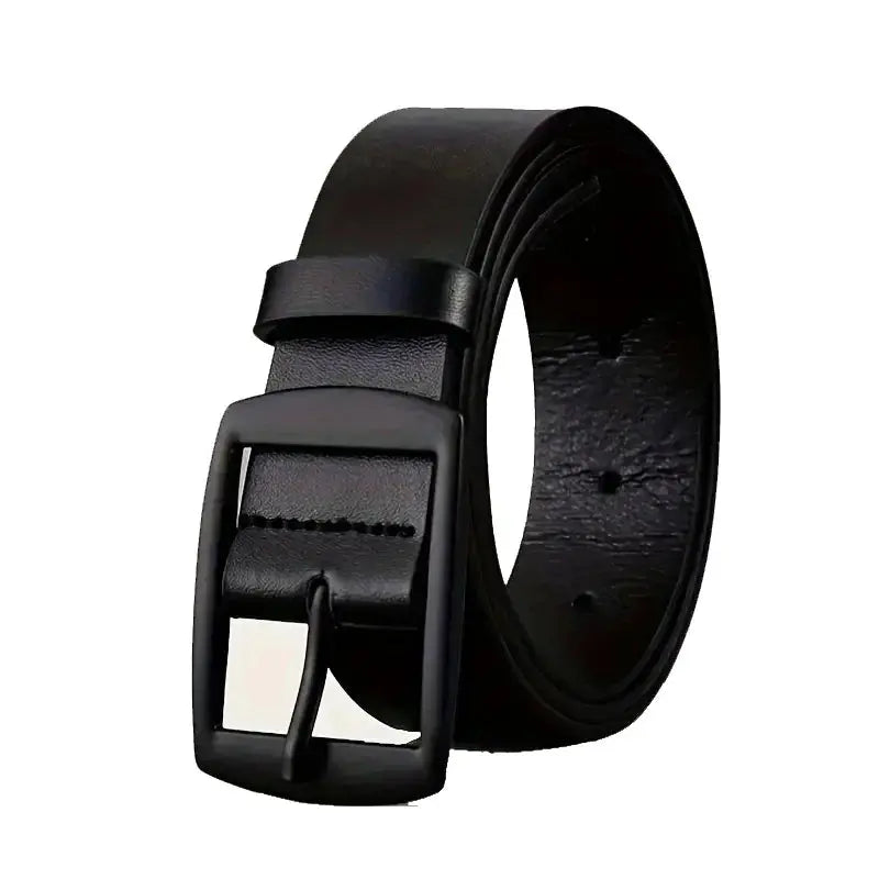 Unisex leather belt styled with a tailored suit for a polished look.