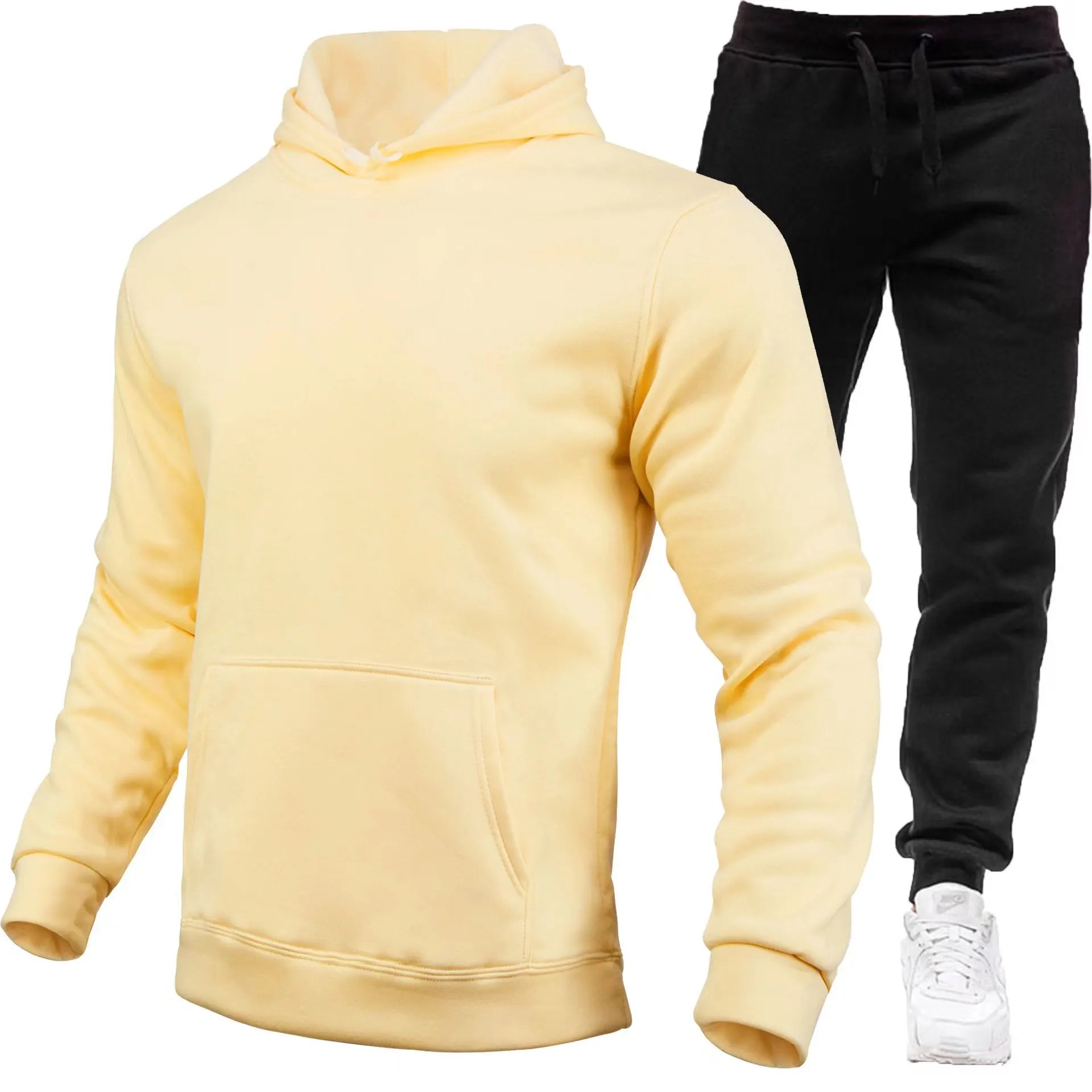 Casual sweatpants from the tracksuit, showcasing their comfortable loungewear appeal.