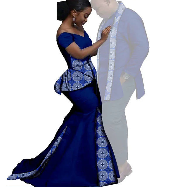 Dashiki Couple African Matching Outfits – Ankara Party Dress & Men's Top
