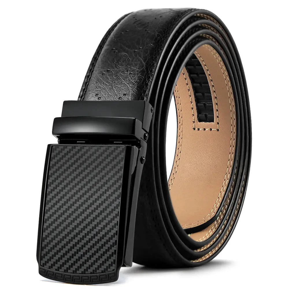 Premium men's accessory: sleek automatic belt with a refined metallic buckle.