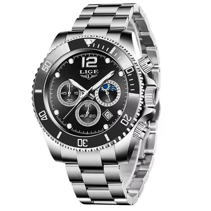 Luxury watch with a polished stainless steel finish and sophisticated look.