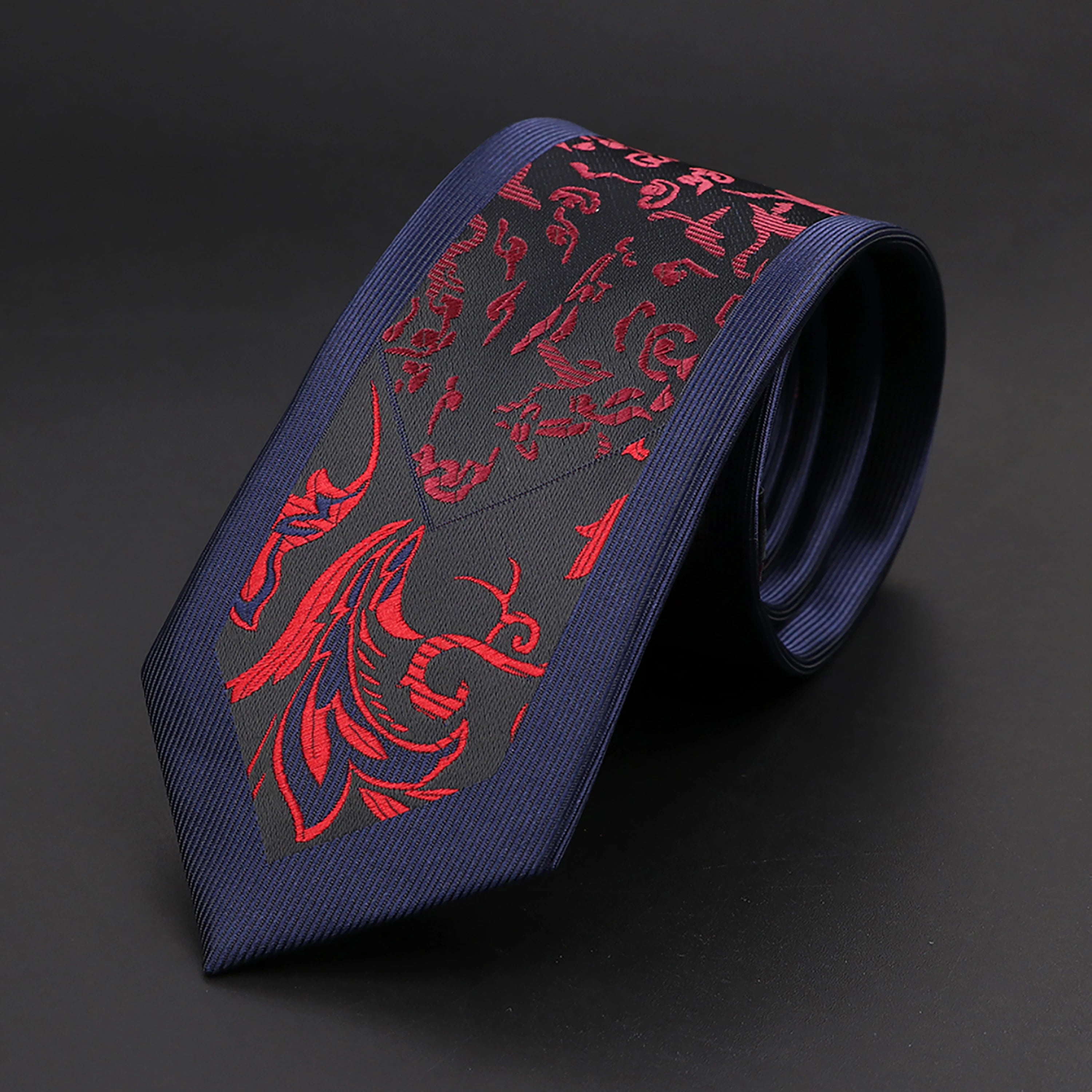Luxury necktie featuring a stylish blend of purple and black hues.