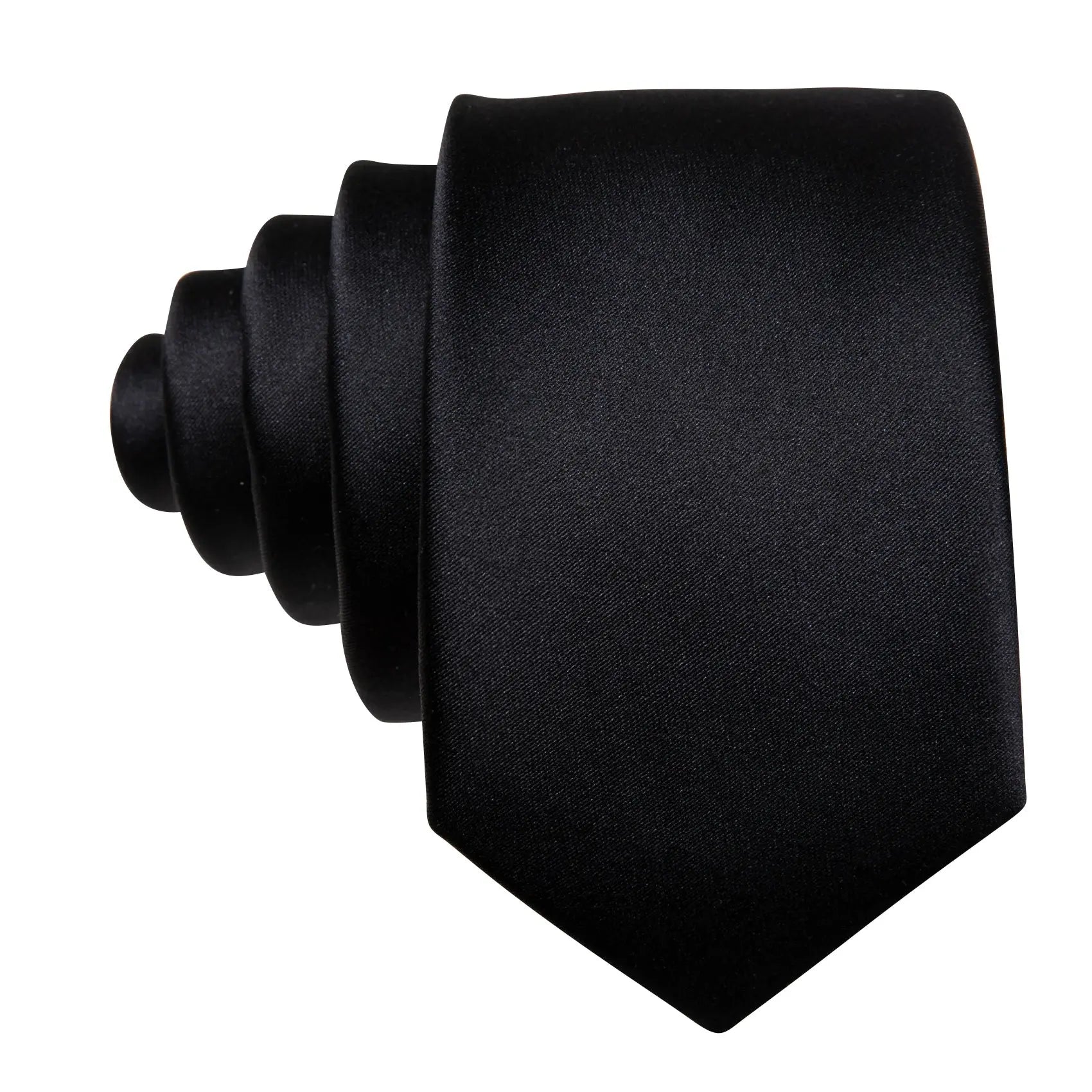 Premium silk black tie with matching handkerchief and cufflinks