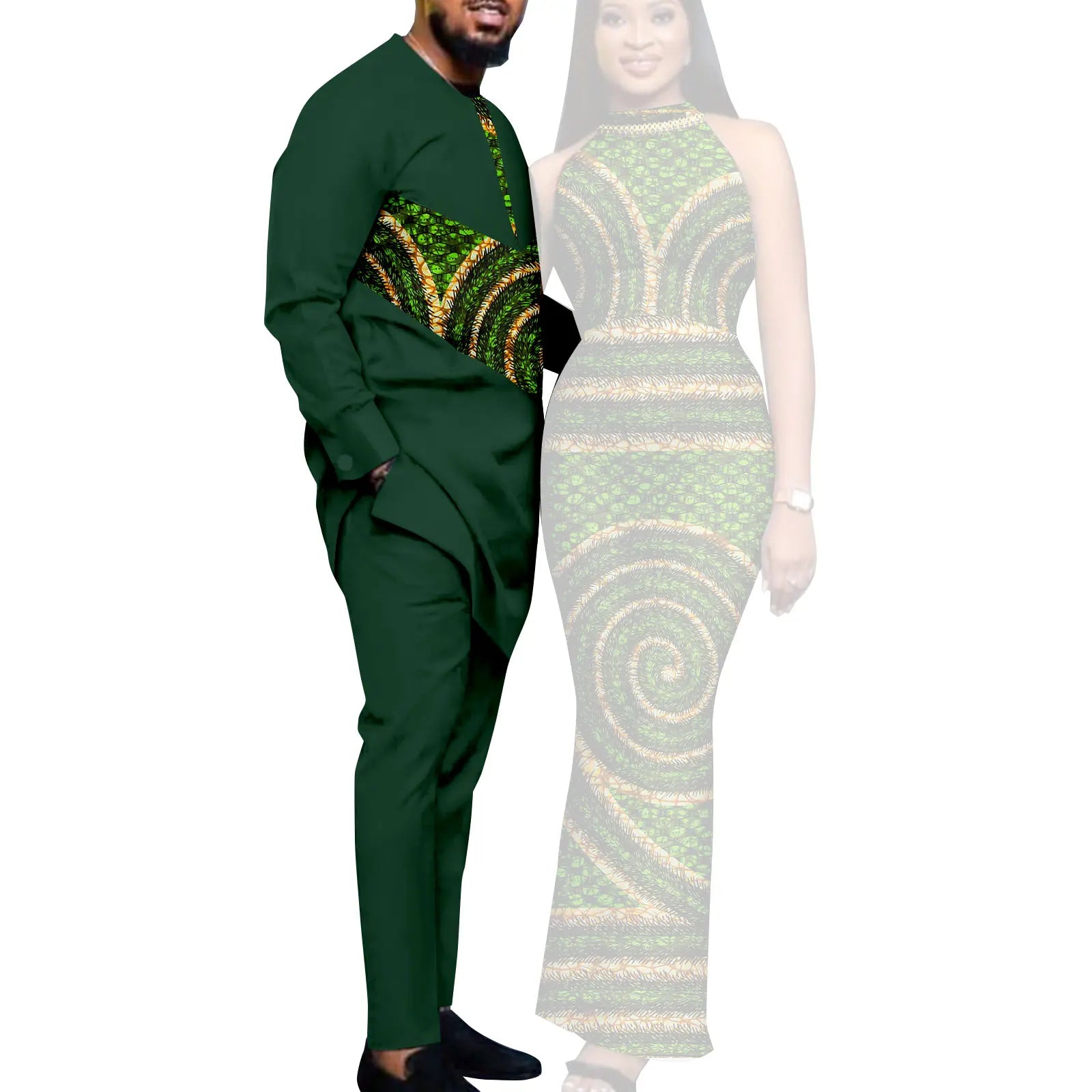 African Print Dresses for Women Couple Matching Clothing for Wedding Men Outfits Dashiki Top and Pants Sets Bazin Riche Y23C030