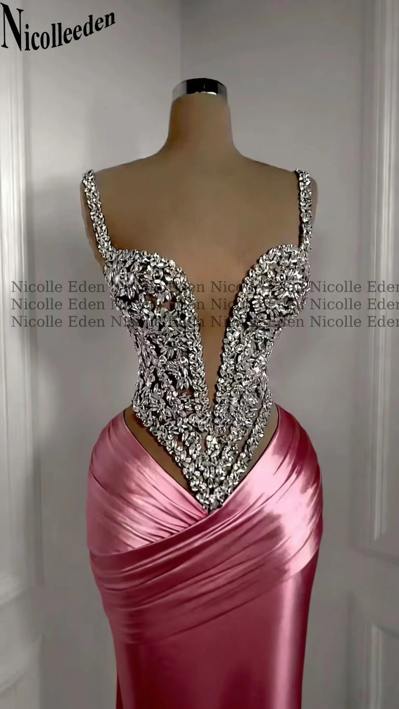 Model twirling in the Rhinestone Gala Gown, demonstrating its fluid movement and sparkle.