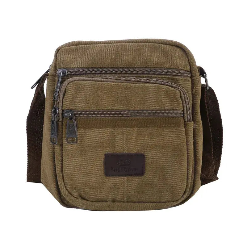 Durable canvas crossbody purse with polyester lining and hands-free adjustable strap for travel