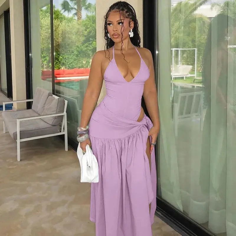 Elegant evening wear featuring a chic lace-up skirt and jumpsuit.