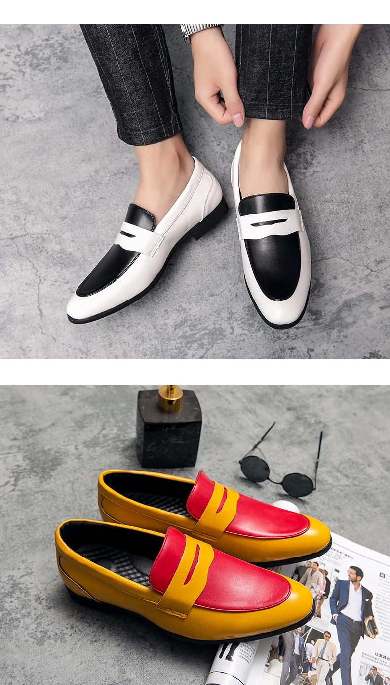 Close-up of flexible sole on leather slip-on loafers