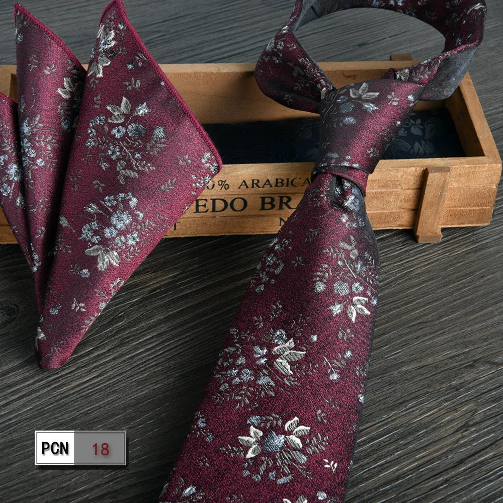 Sophisticated wine-red tie set for the modern gentleman.