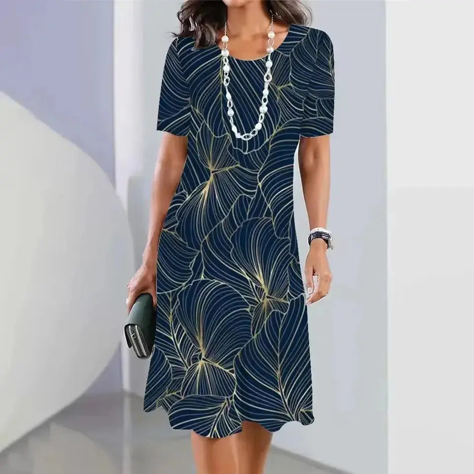 Detail of the gradient print on the Summer Breeze Midi Dress, emphasizing its stylish summer wear.