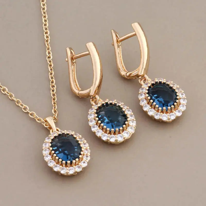 Glimmer in Twilight jewelry set displayed on a soft fabric, highlighting its timeless elegance.