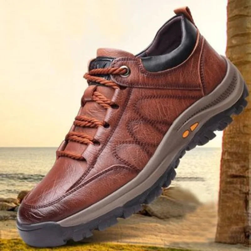 Trailblazer Sneakers in black with durable rubber soles for superior grip on trails.