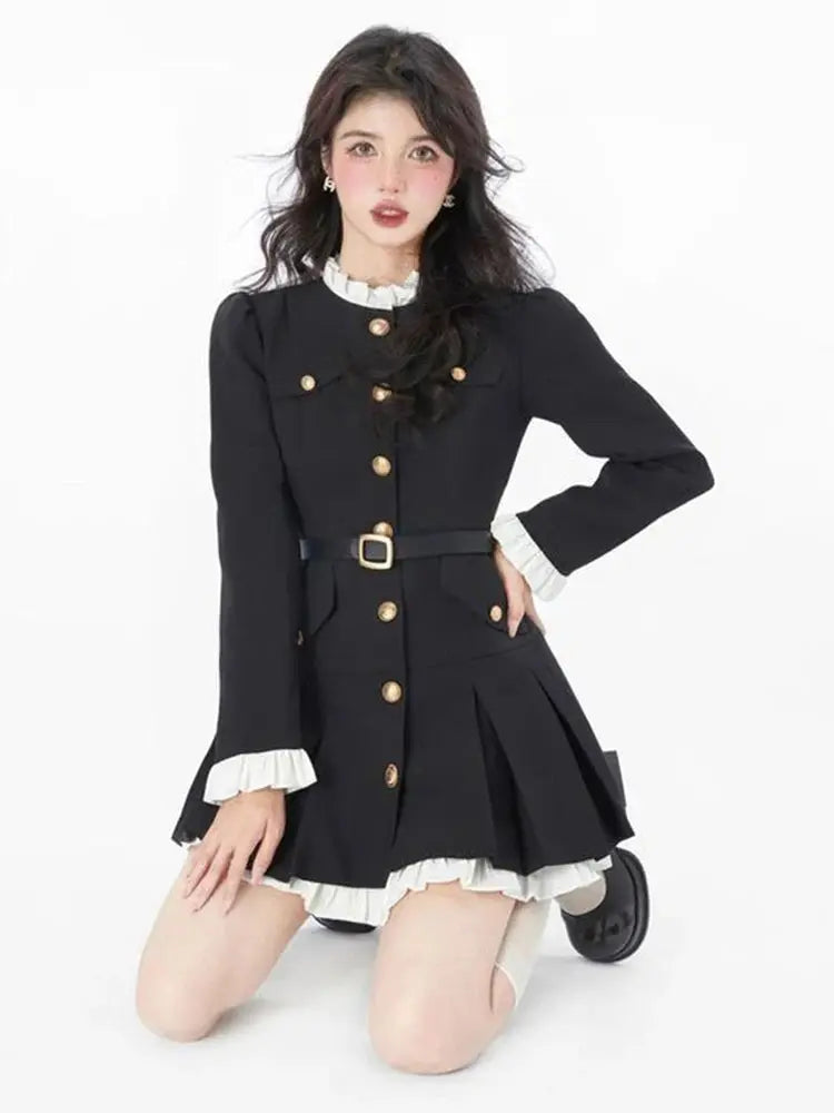 Flat lay of the Command the Room Mini Dress, showcasing its chic design and rich fabric texture.