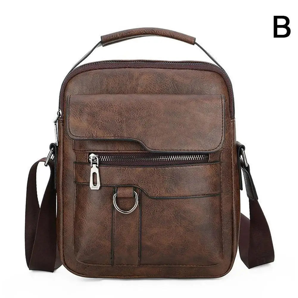 Versatile men's crossbody bag in vintage brown leather combining style and freedom