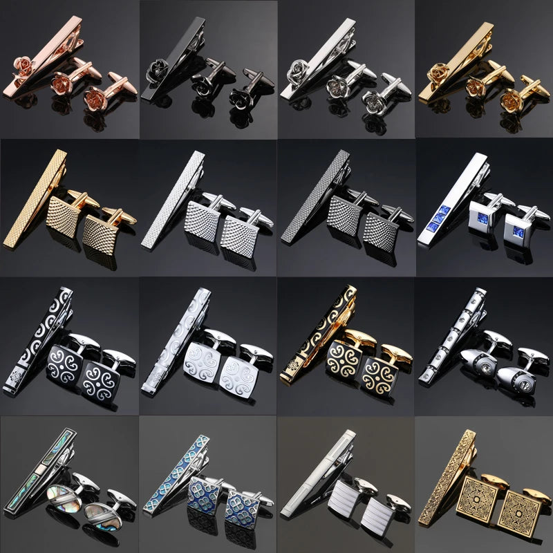 Copper cufflinks with crystal inlays and rose patterns, perfect for formal events.