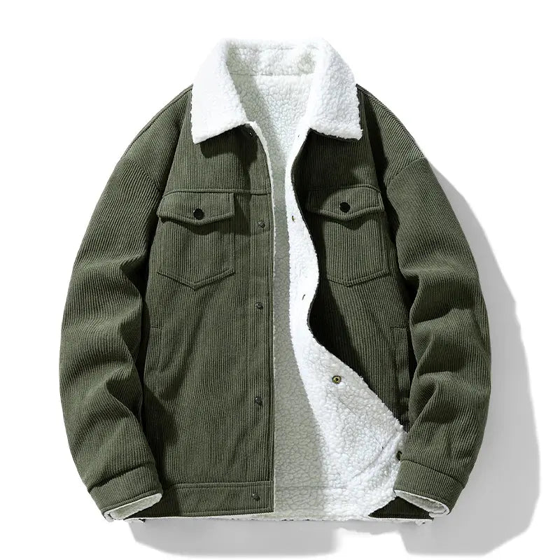 Model wearing Winter's Embrace jacket, styled for casual chic look with deep pockets and turn-down collar.