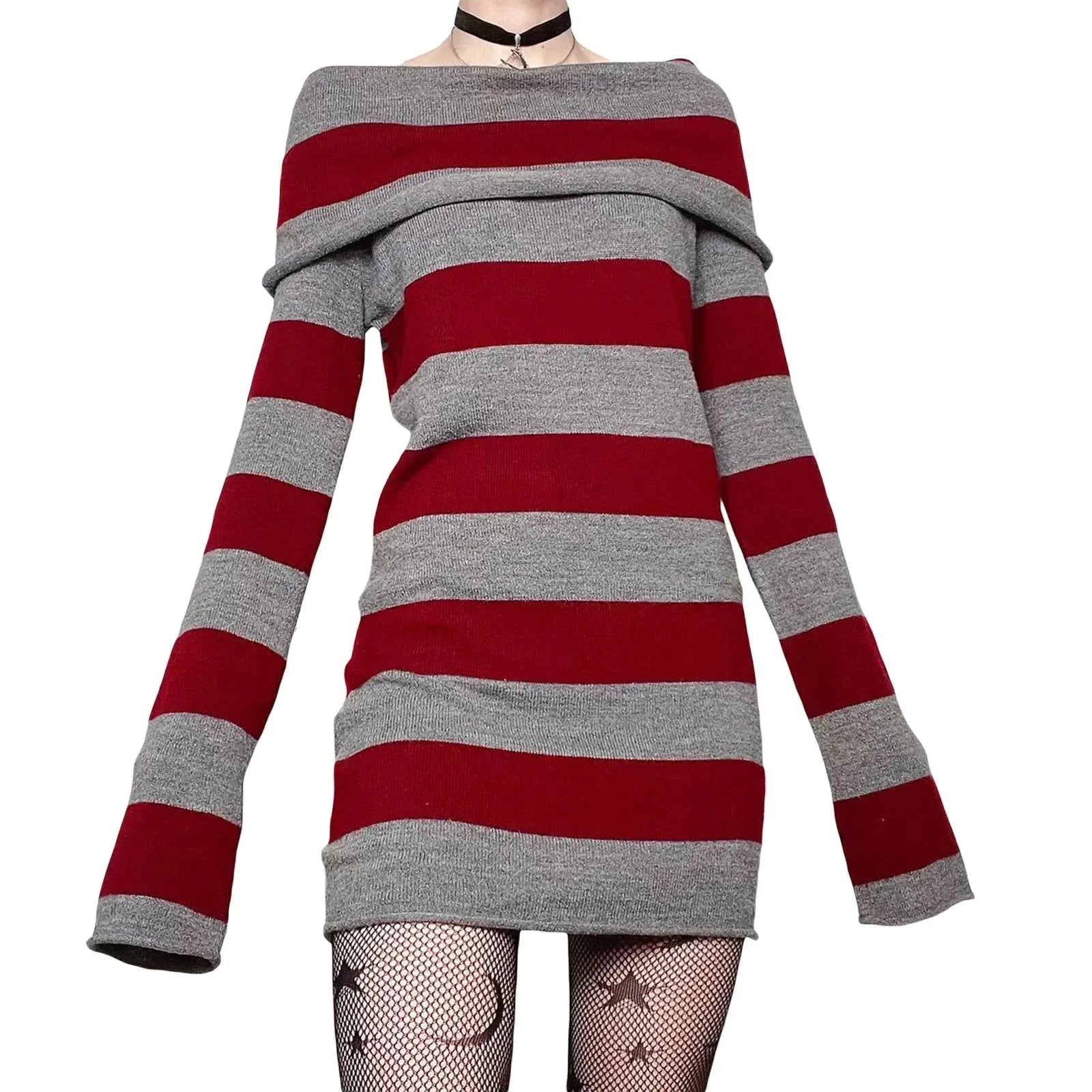 Side view of the Midnight Confidence Striped Bodycon Dress, highlighting the sleek, elegant lines.