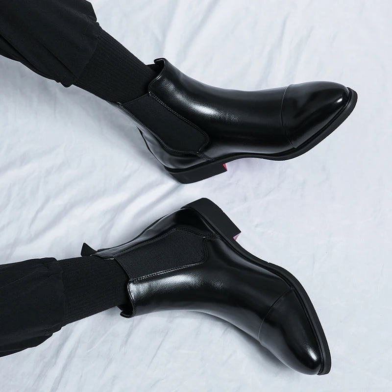 Black waterproof boots for seamless transitions from office to evening