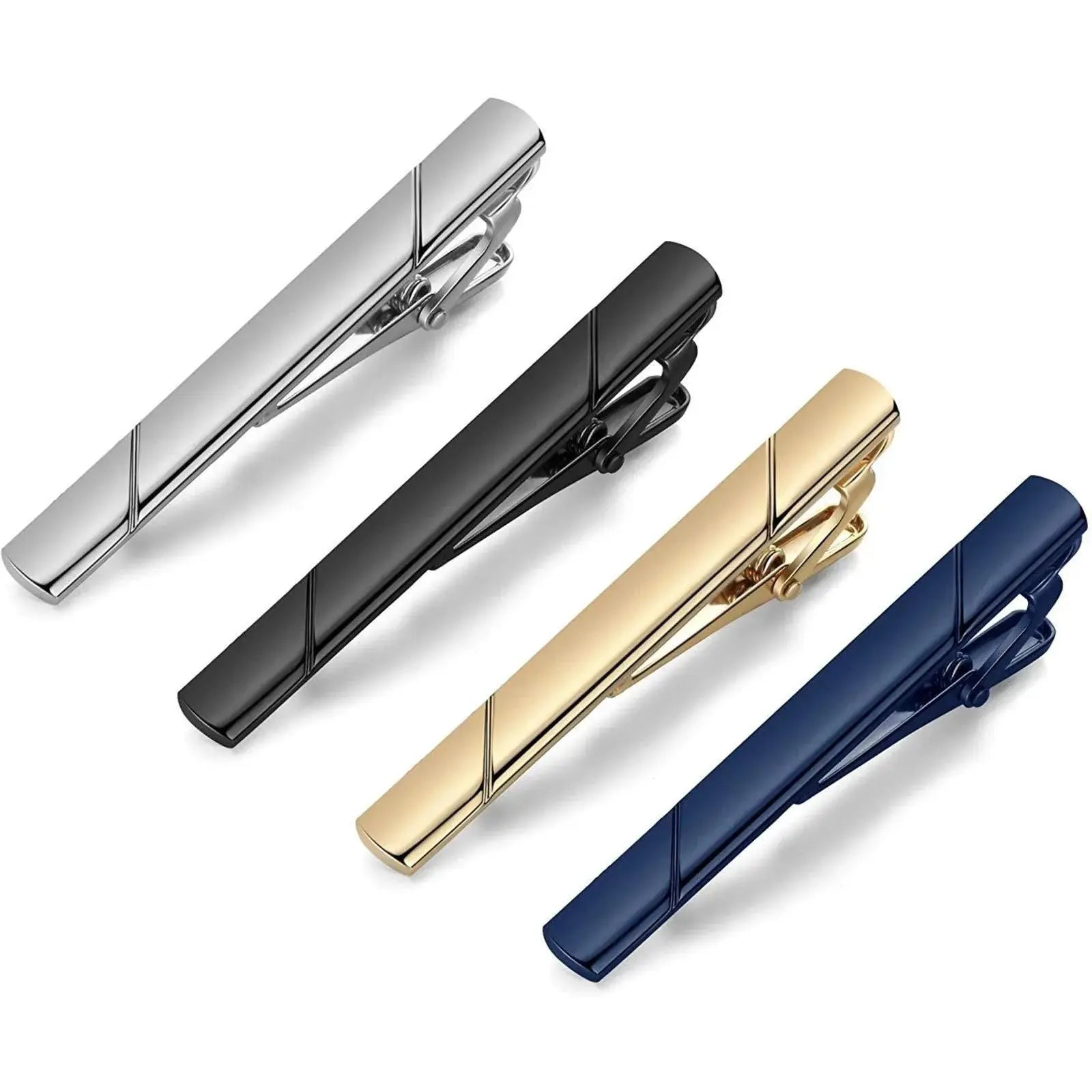 Sleek silver tie clip showcasing minimalist design for professional attire.
