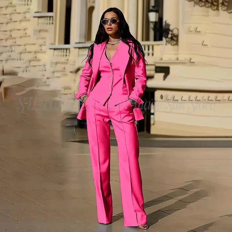 Model wearing the suit in a modern office setting.